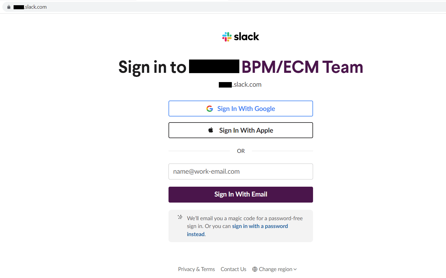 скриншот существующего воркспейса в Slack